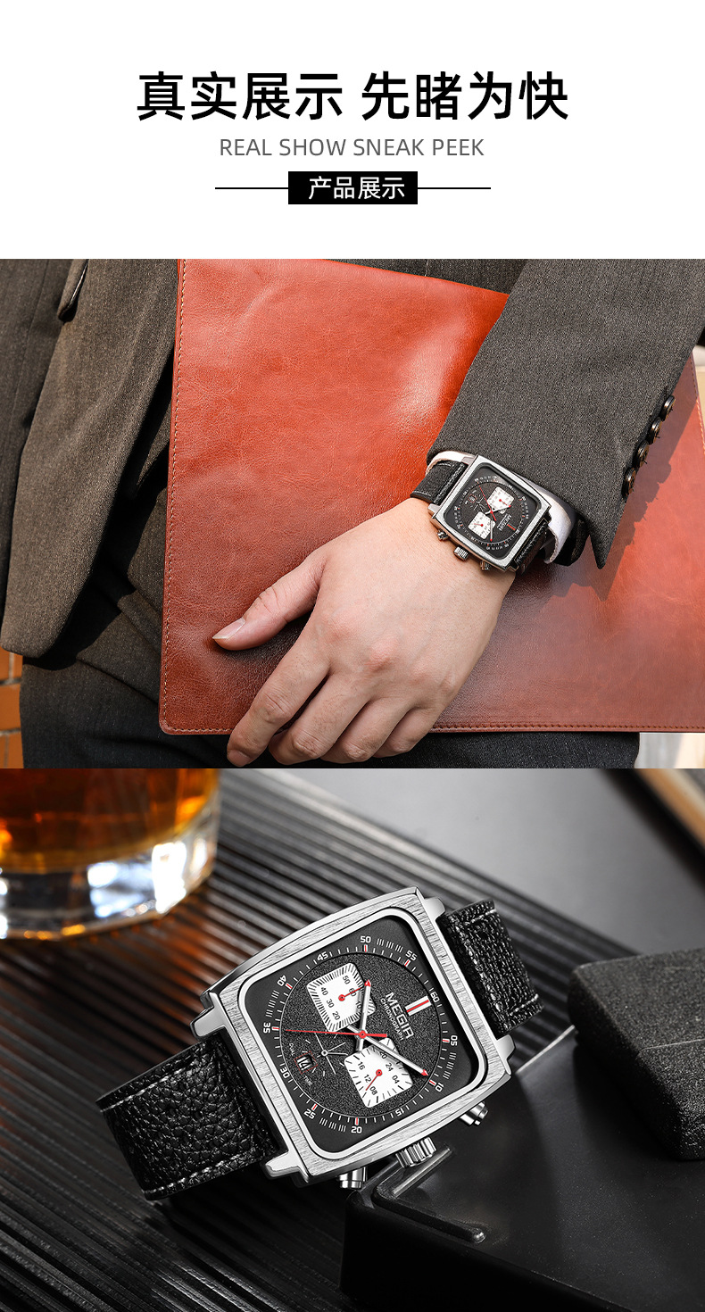 Title 9, Montre Homme Carrée Multifonction Étanche Lumin...