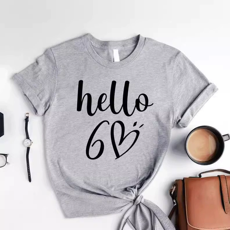 Футболка внешней торговли HELLO 6 любящая мода новая буква с коротким рукавом топ AliExpress