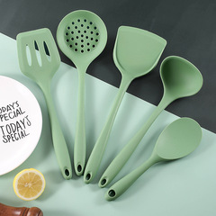 Avocado green silicone kitchen utensils, non-stick spatula and spoon set, easy to clean, five-piece kitchen silicone heat-resistant kitchen utensils set