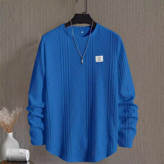 Autumn and Winter New Men's Letter Collage Chest Details Casual Loose Crewneck Pullover Long Sleeve White Sweater