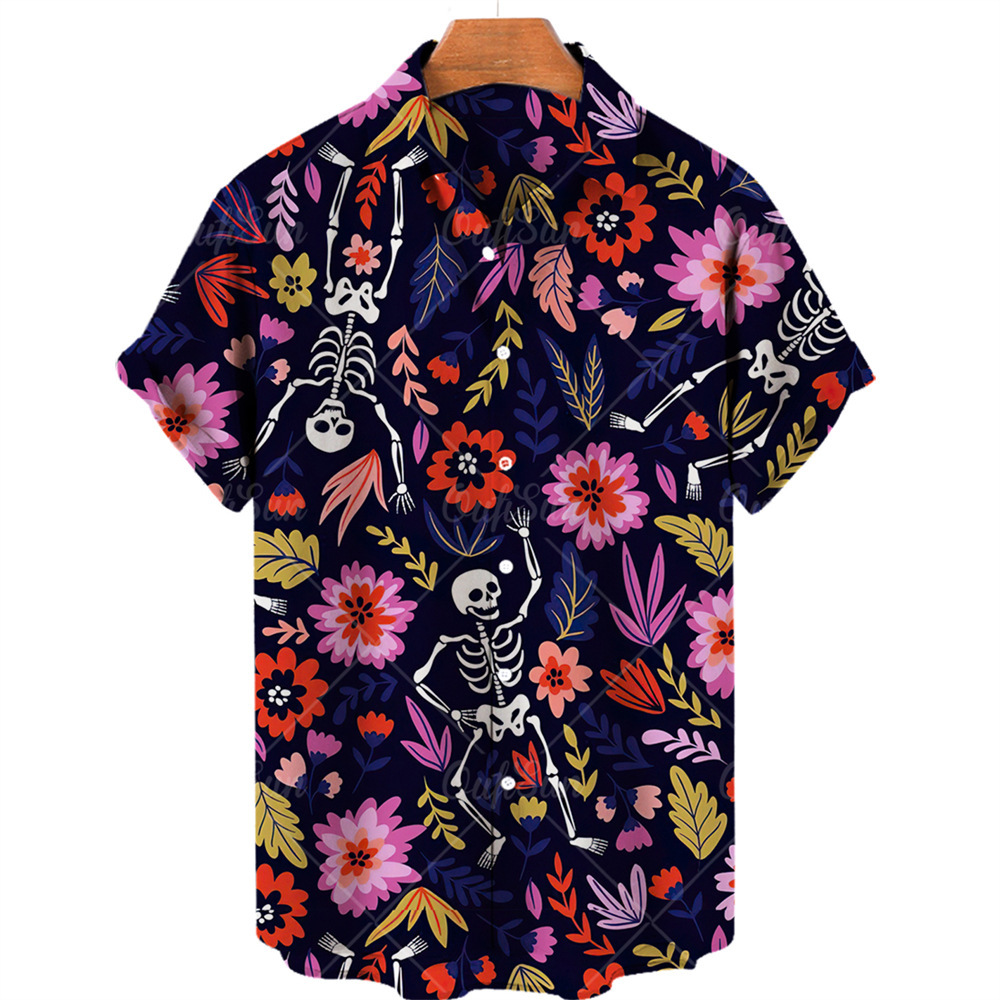 2024 nuevo estilo venta caliente transfronteriza camisa hawaiana para hombres playa suelta moda estampada camisa de manga corta para hombres