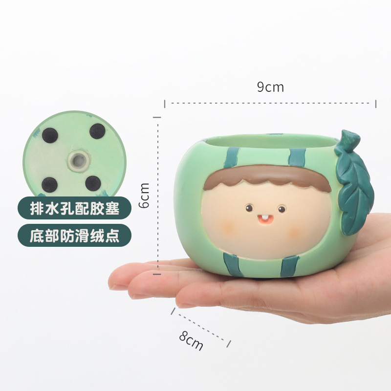 Chậu Cây Resin Chậu cây mọng nước mini resin hoạt hình, chậu để bàn trang trí nhà, văn phòng và sân vườn (RG-127)