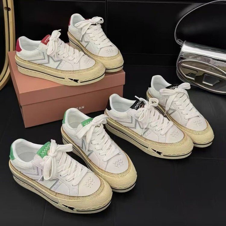 H55 Women's Shoes, New 2026 Spring Collection, Hong Kong Style Casual Versatile American Retro Distressed Tennis Sneakers H55 Women's Shoes, New 2026 Spring Collection, Hong Kong Style Casual Versatile American Retro Distressed Tennis Sneakers