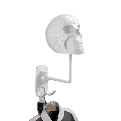 Motosiklet dəbilqə rəfləri Motorcycle Helmet Ornaments Design - white-skull-metal-base-1-pack
