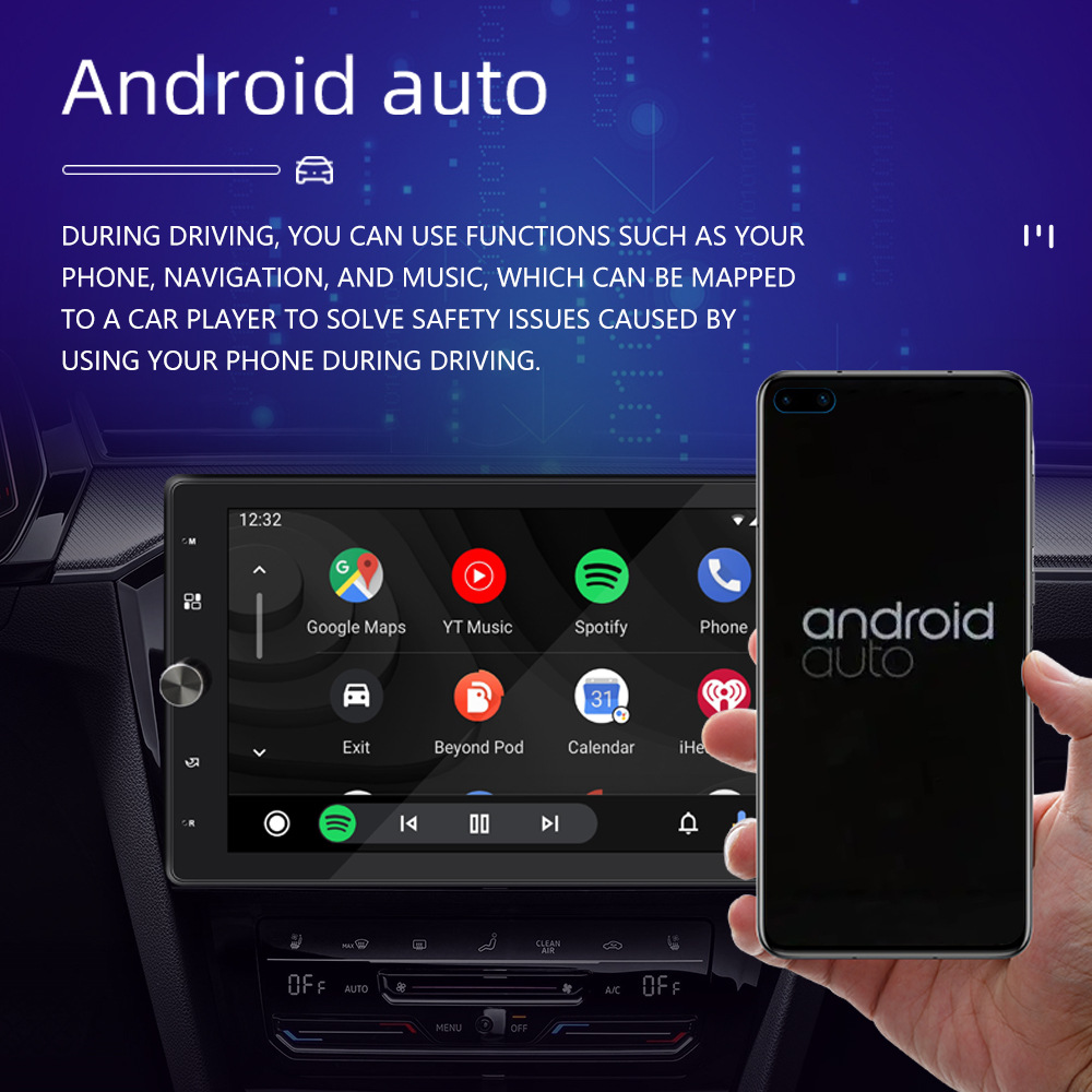 10.4inch Carplay Single Stick Mp5 Player 360 Rotation Capacitive Touch Screen Car Bluetooth Radio 12V
