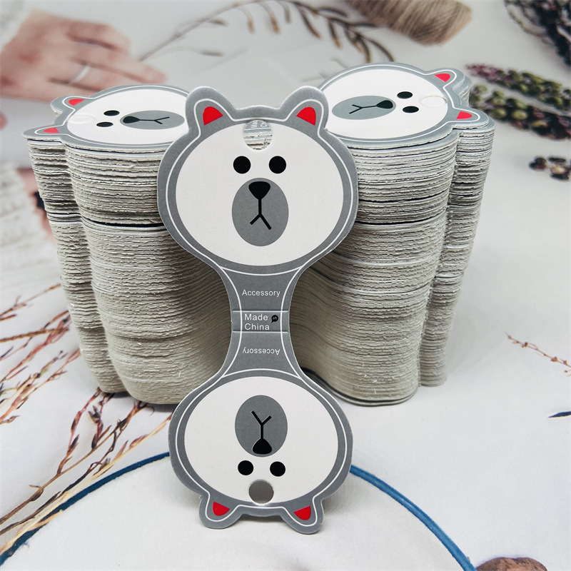 4.5×10CM小熊发圈卡纸 对折儿童发绳包装吊卡发夹发圈卡纸