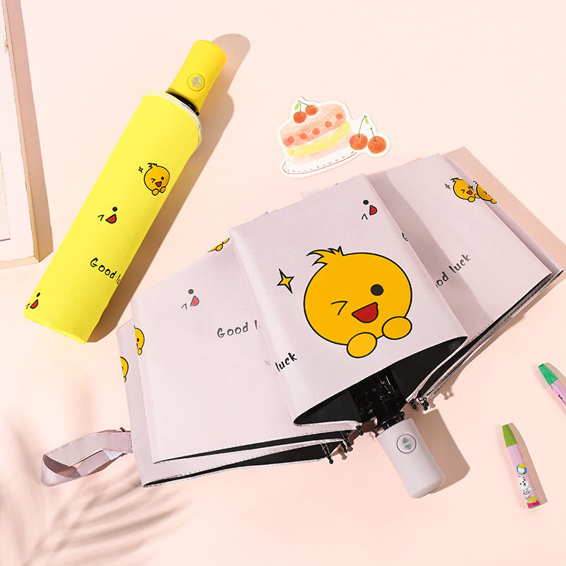 Umbrella Women's Sunny and Rainy Dual-purpose Windproof Reinforced Men's and Women's Cartoon Automatic Umbrella Folding Automatic UV Protection Sun Umbrella