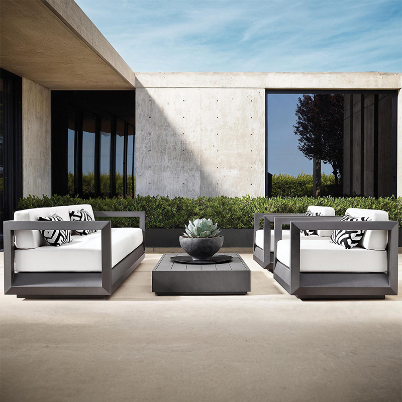 Sofá de aleación de aluminio al aire libre patio terraza resorte a prueba de agua y protección solar de alta gama muebles anticorrosivos image 21