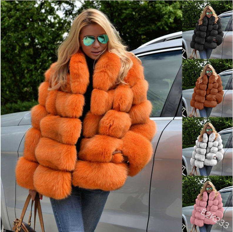 Cross-Border Fur Wholesale Autumn and Winter New Style Women's Faux Fox Fur Patchwork Ready Stock Manufacturer Sexy Versatile