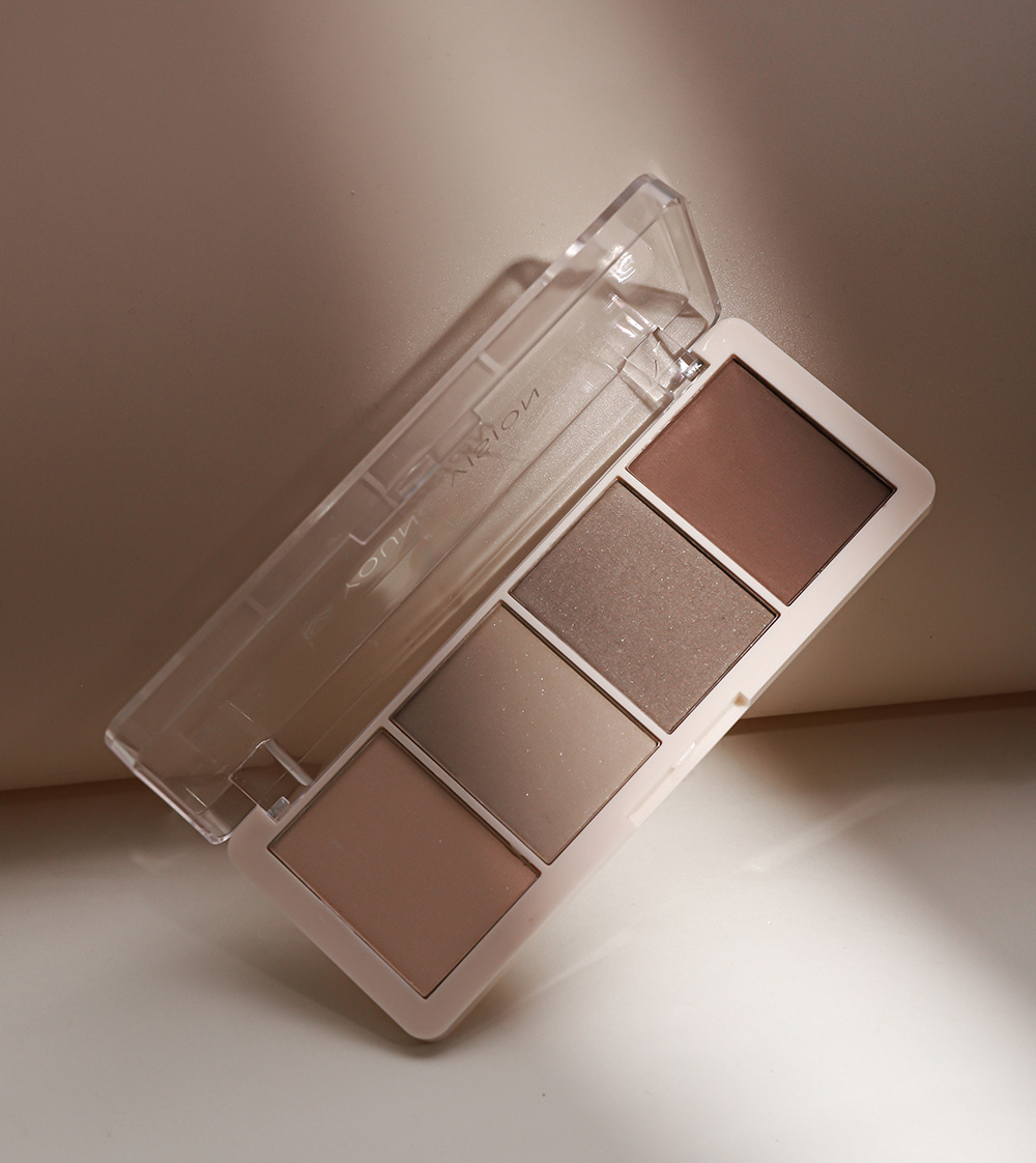 YOUNG VISION Four-color Eyeshadow Set: A daily light makeup eyeshadow palette with multiple pearlescent, matte and glossy tones undefined