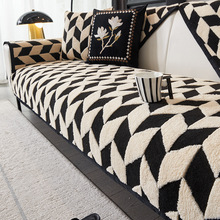 毛绒沙发垫秋冬北欧简约新款2024加厚防滑套罩冬季真皮直排坐垫子