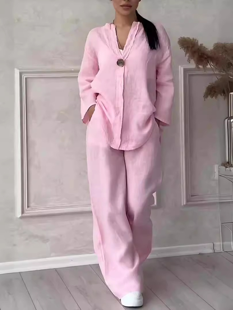 Dambyxa med vida ben set retro stil vardagskläder_voghion.com
