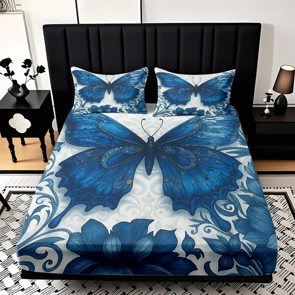 TEMU / JIT transfronterizo varios patrones de mariposa impresión digital de alta definición cama gaza pillow cover kit exclusivo transfronterizo