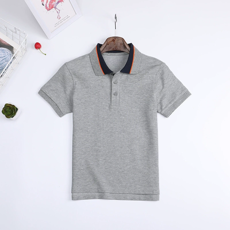 Детская футболка, голубой и белый polo, летняя форма для учащихся, с коротким рукавом