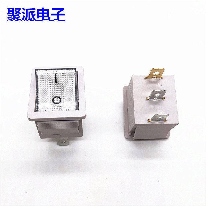 供应白座透明按键KCD4船型开关三脚两档带灯铜脚电源桥型翘板开关