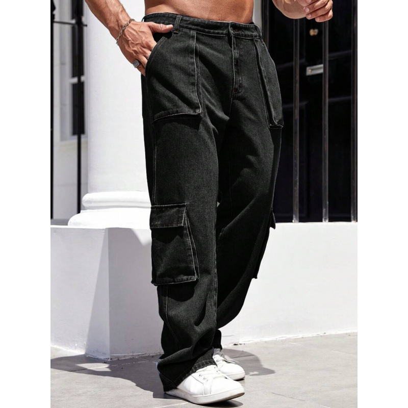 Otoño nuevo comercio exterior transfronterizo denim hombre bolsillo lateral casual pantalones de trabajo