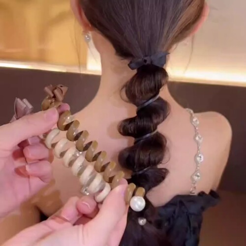 Butterfly knot straight wire phone cord circle braid magic tool for girls to tie high ponytail fixed magic low ponytail braid cord