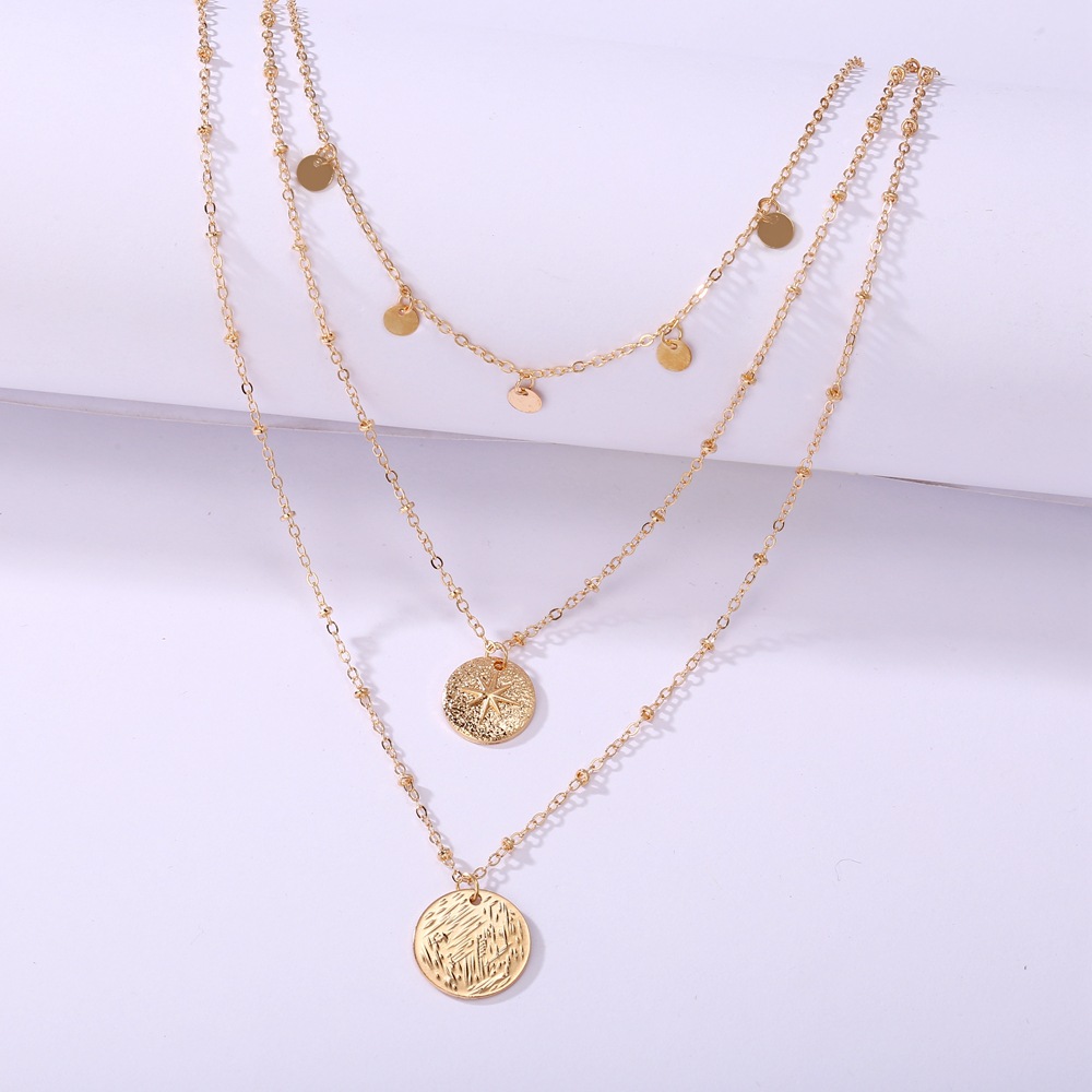 Fashion Geometric Multi-layer Irregular Disc Pendant Necklace display picture 5