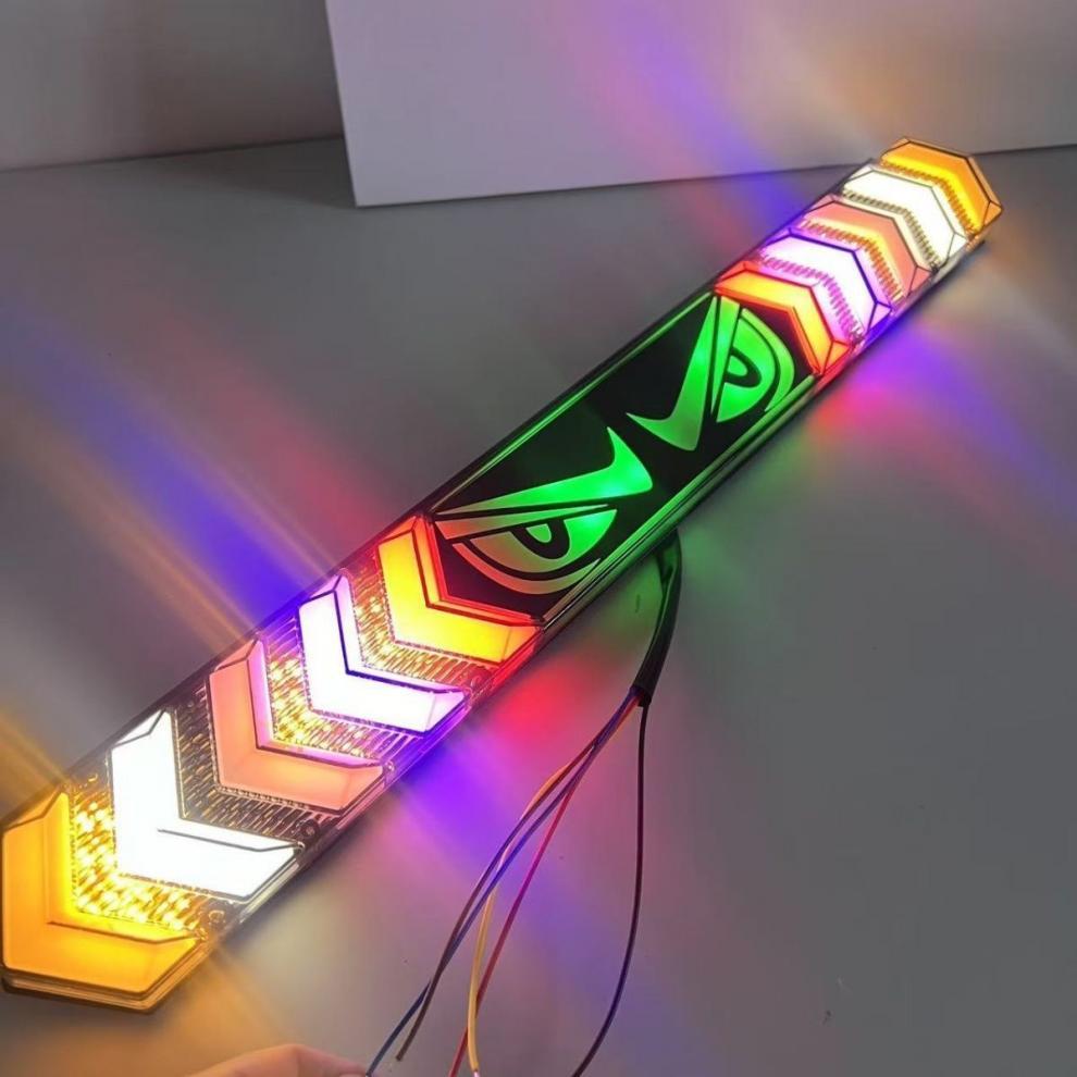 Long Strip Flashing Light 12V24V Multi-Function Devil's Eye Rear Tail Light Led Colorful Flashing Reversing Brake Light
