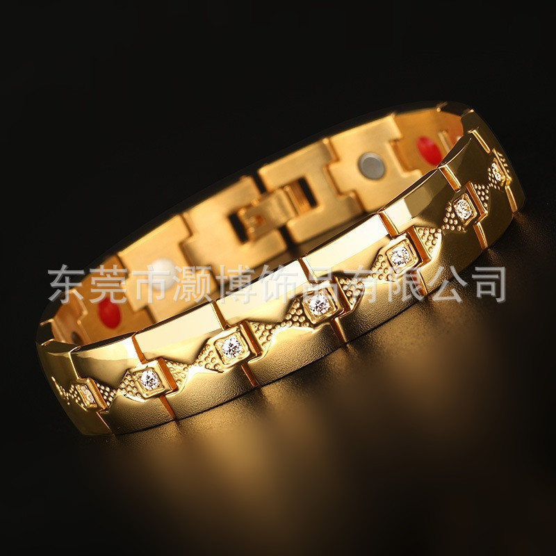 Factory spot titanium steel diamond magnetic bracelet stainless steel magnet energy bracelet jewelry manufacturers
