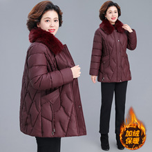 女士妈妈棉服冬季新款中老年女秋冬款PU皮外套贵夫人时尚加绒上衣