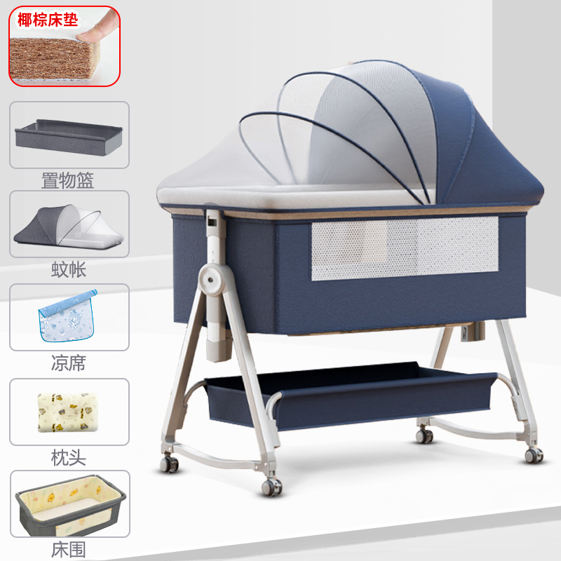 Cuna móvil Cuna portátil Cuna para bebé Cama plegable multifuncional bb Cama grande de costura para niños recién nacidos