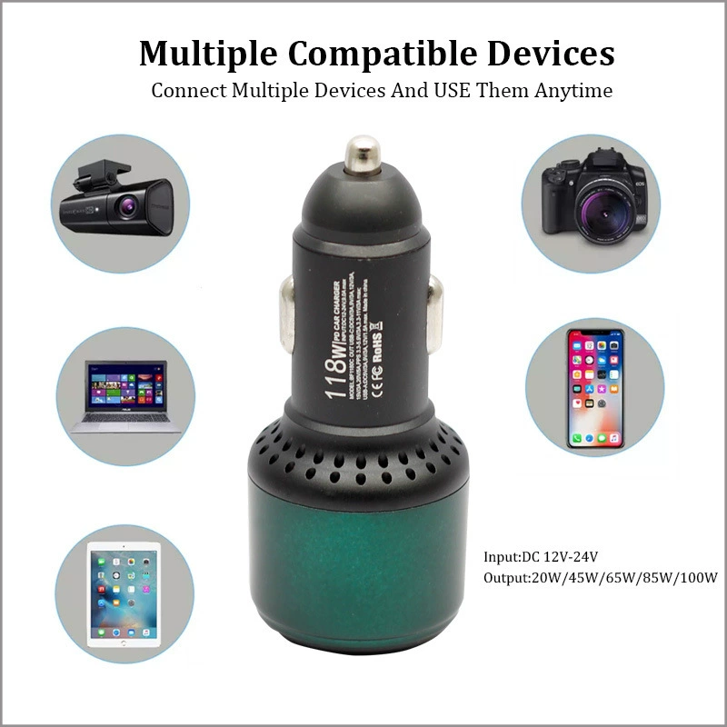 ONEGOL 120W автомобильное зарядное PD QC3.0 быстрая зарядка TYPE-C, зарядка для телефона и ноутбука
