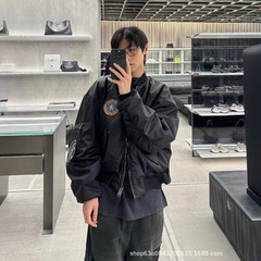 高品质Balen@巴黎FW25曼联狮子徽章飞行员拉链棉服夹克男女外套