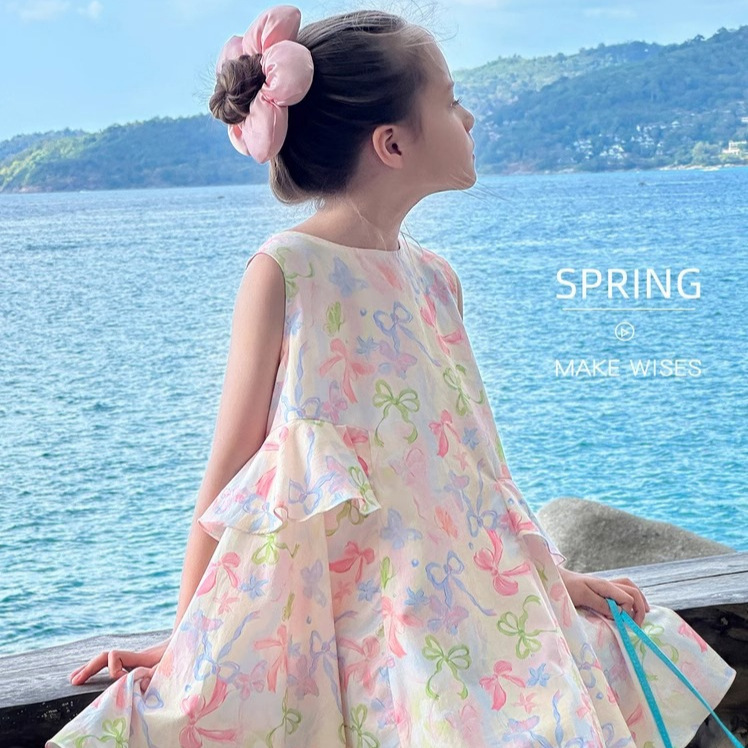 Tutu Little Elephant Girls' Dress 2026 Summer New Sleeveless Floral Bow Simple Versatile Dress Tutu Little Elephant Girls' Dress 2026 Summer New Sleeveless Floral Bow Simple Versatile Dress