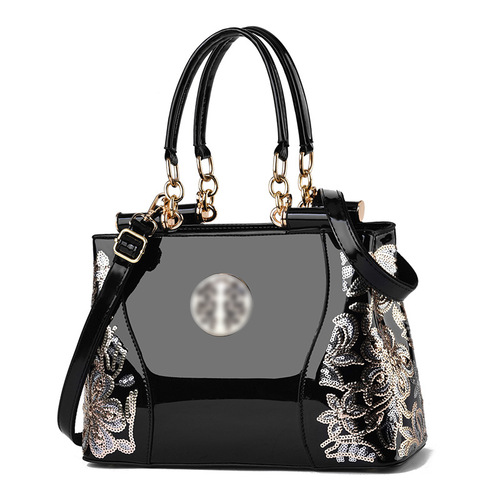  Autumn European & American Retro Handbag, Large-Capacity Bright Leather, Double-Sided Embroidered Women's Bag—Elegant Shoulder & Crossbody Option