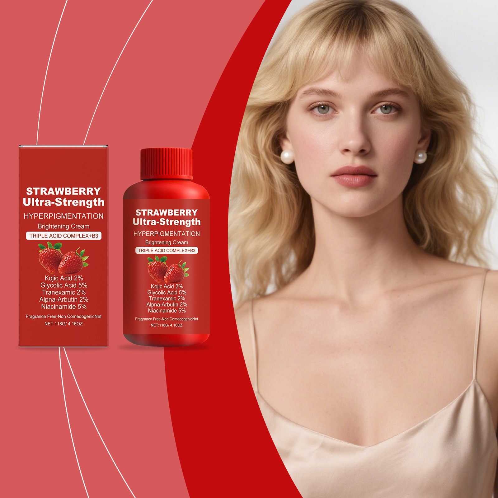 Strawberry Body Cream, Soft, Hydrating, Radiant, Smooth and Delicate Skin, Refreshing and Comfortable, Daily Skin Care Body Cream