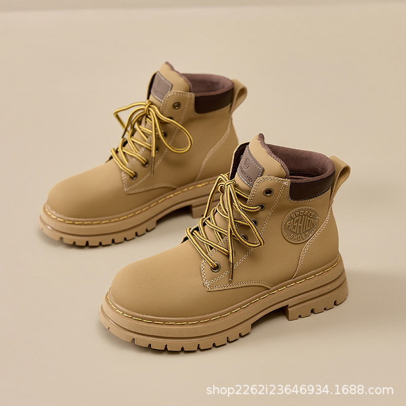 Women's Yellow Boots 2025 Autumn New British Style Thick-Soled Martin Boots for Women Outdoor Fashion Casual Sports Ankle Boots Women's Yellow Boots 2025 Autumn New British Style Thick-Soled Martin Boots for Women Outdoor Fashion Casual Sports Ankle Boots