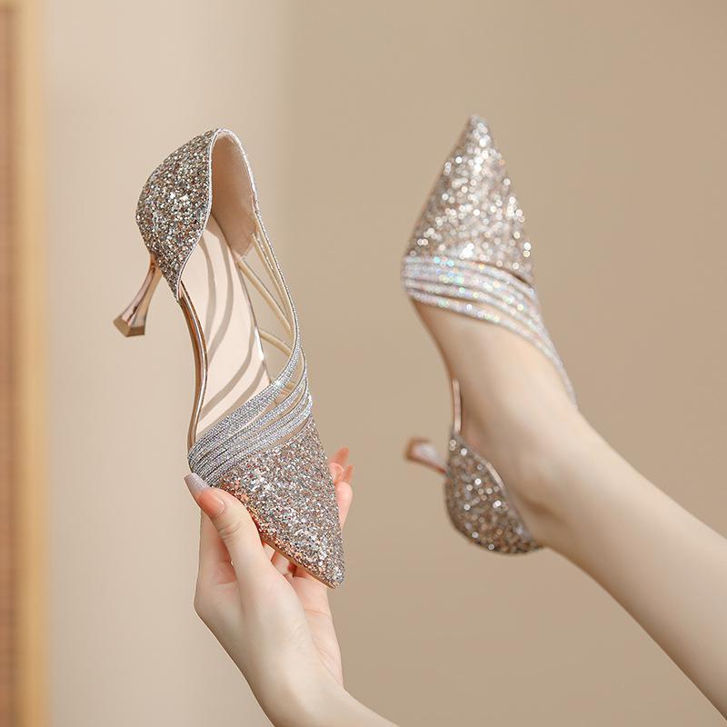 High heels with rhinestones stiletto heels
