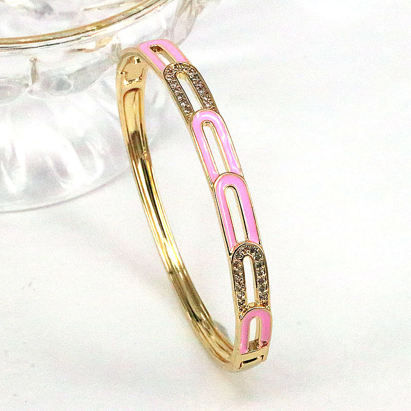 Fashion Geometric Copper Stoving Varnish Gold Plated Zircon Bangle display picture 4