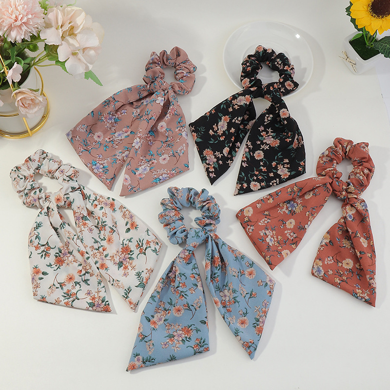 Korean Floral Contrast Color Plaid Fabric Hair Scrunchies display picture 1