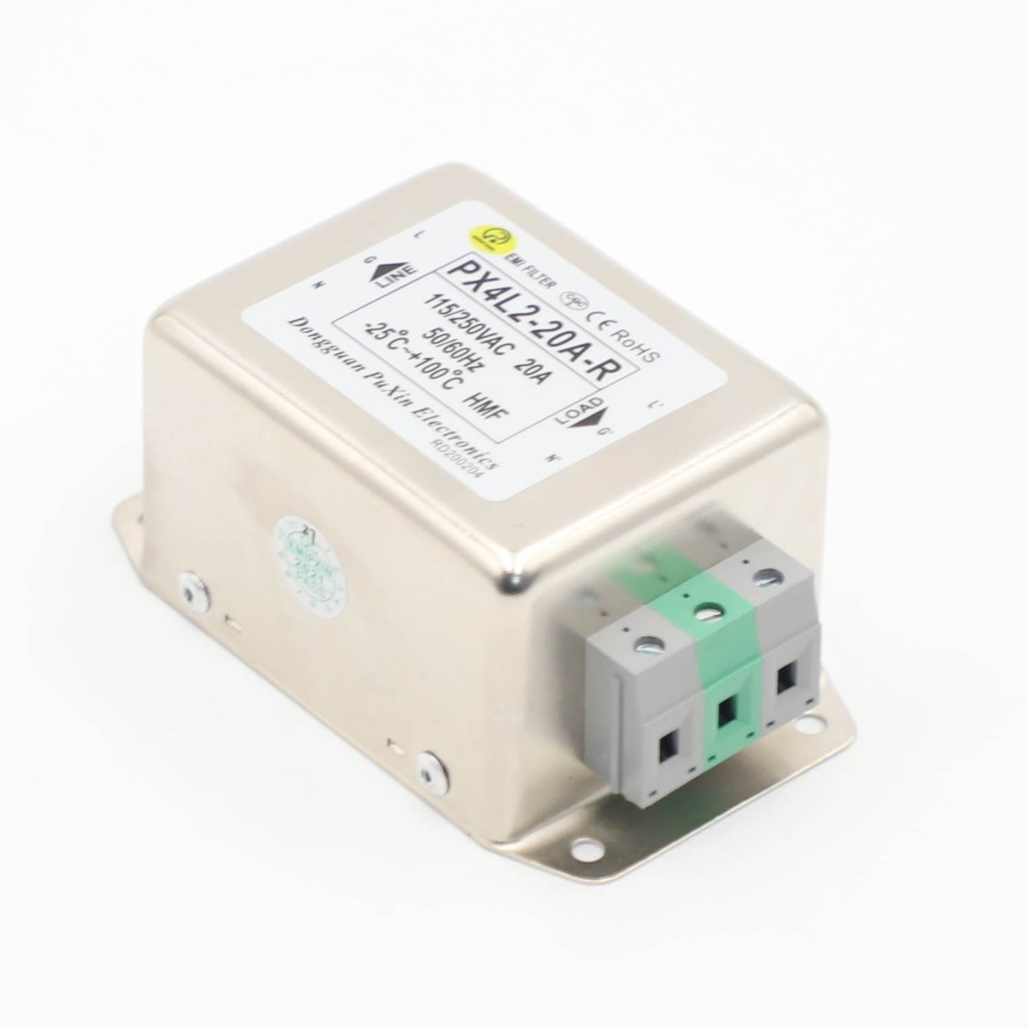 普鑫原厂电源滤波器端子台滤波器导轨双级滤波PX4L2-20A-R滤波器