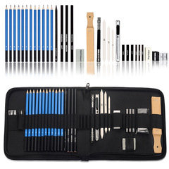 32-Piece Cross-Border Sketching Pencil Set: Artist-Grade Pencils, Drawing Pens, Paper Erasers, and Student-Era Rubber for Sketching.
