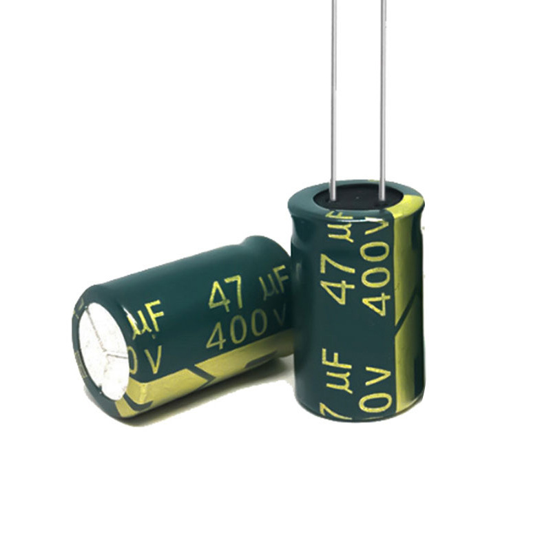 YTF factory direct sale 400V 47UF high frequency low resistance aluminum electrolytic capacitors, commonly used in audio and home appliances, size 16*25mm