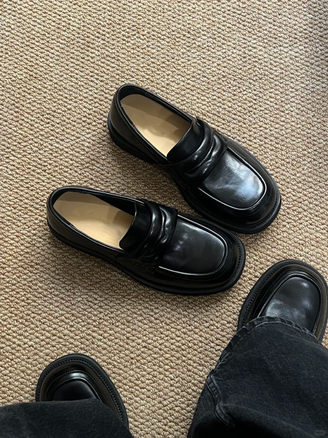 Mocassins à bout carré ShoeVault pour hommes, chaussures derby tendance et respirantes pour l'été, semelle épaisse rétro rehaussante_voghion.com