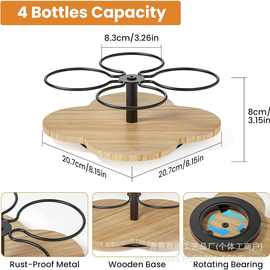 跨境木质可旋转咖啡糖浆收纳架桌面水杯收纳架旋转调料收纳架