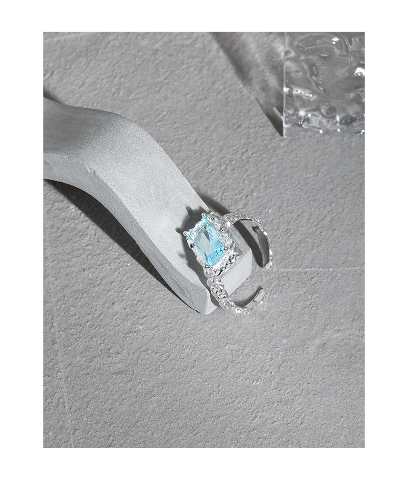 Fashion Square Sterling Silver Open Ring Plating Inlay Zircon 925 Silver Rings