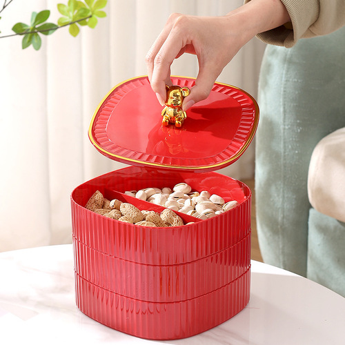 New Year's Light Luxury Fruit Plate Home Living Room Coffee Table New Snack Place Plate New Year Candy Box Nut Fruit Storage Box