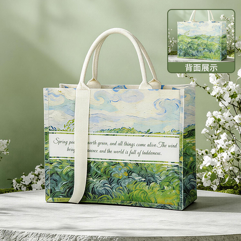 Bolsa de lona personalizada con logotipo, bolsa de lona laminada, bolsa de lona gruesa, bolsa tridimensional hecha a mano.