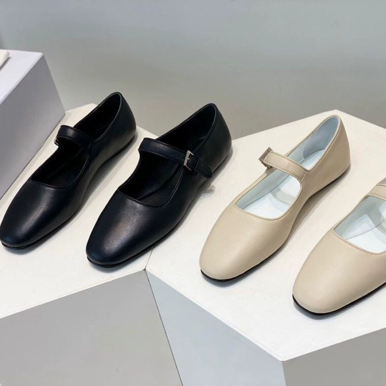 Женские балетки 2025 года, оригинальные, мягкие, с круглым носком, на плоской подошве, из натуральной кожи, с ремешком на щиколотке.