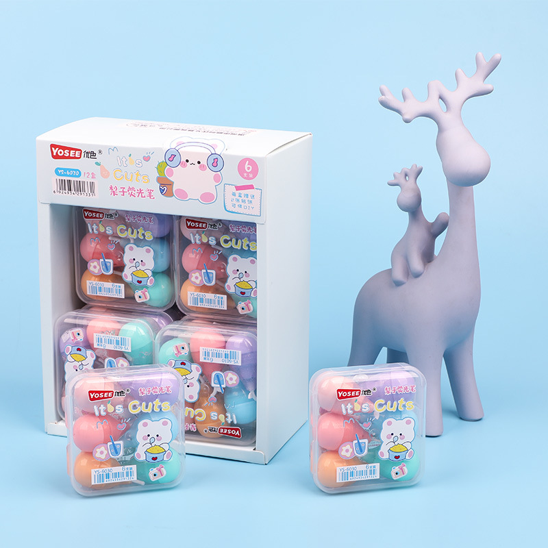 6030 PEAR highlighter estudiante diario pluma marcador lindo etiqueta engomada de la historieta DIY regalo forma highlighter