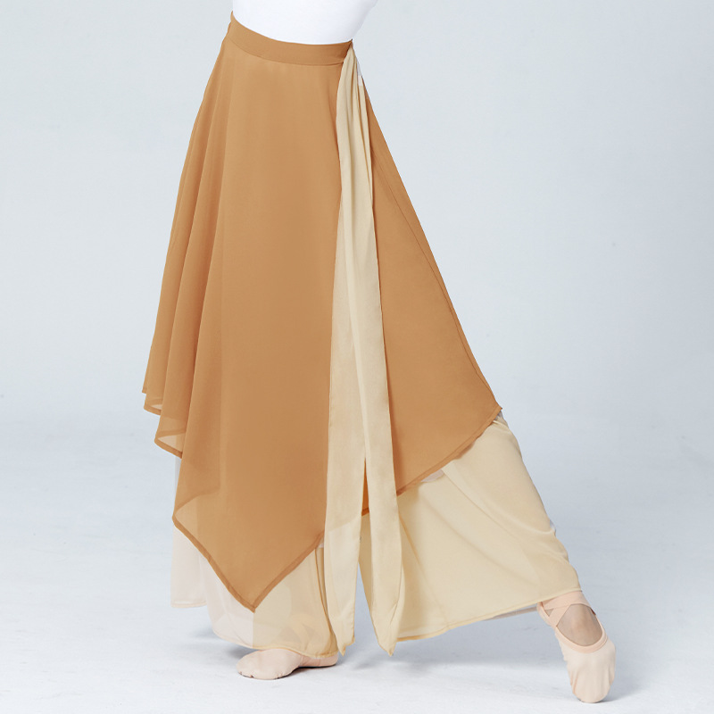 Pantalones de baile chino de las mujeres sueltas falda de gasa elegante adulto contraste de color clásico rendimiento práctica ropa práctica pantalones de pierna ancha image 1