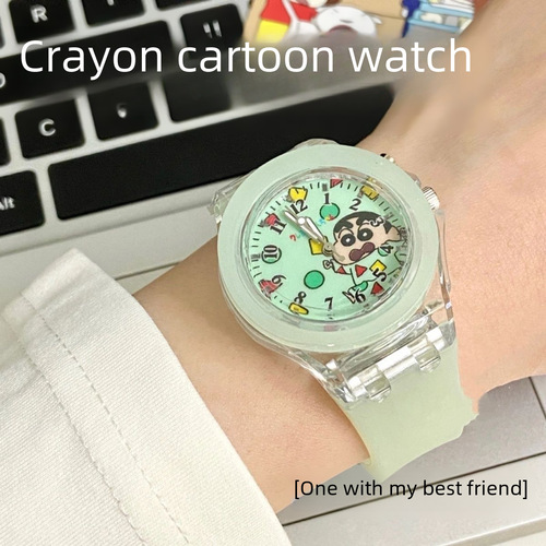 New brand crayon Shinchan children's watch primary and secondary school students cartoon watch luminous LED light wristwatch wholesale