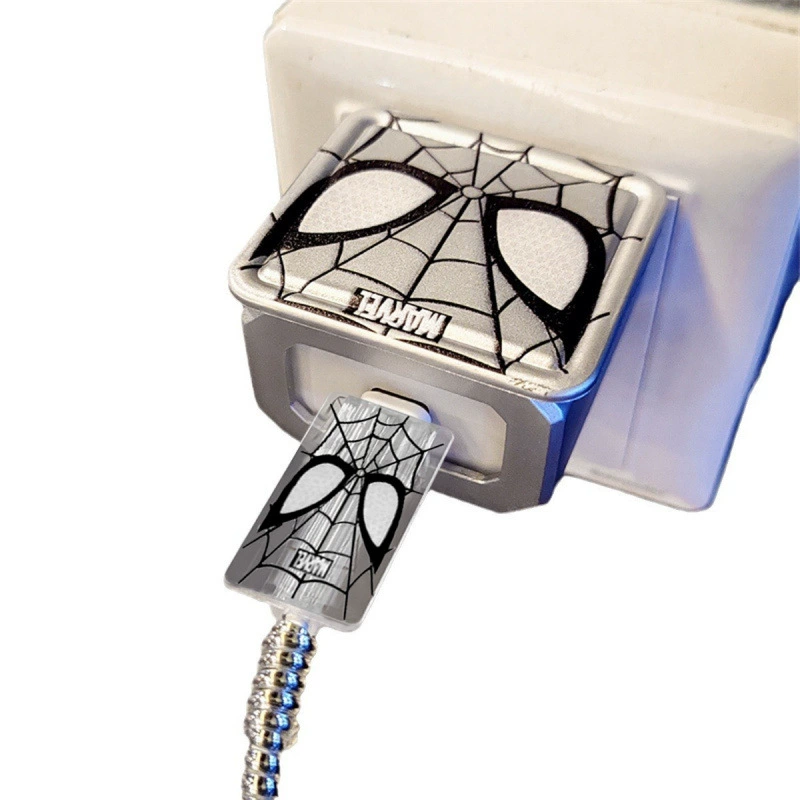 Creative Spider-Man iPhone14 data cable protective cover 15promax charging cable anti-break suitable for 11/12