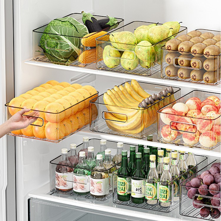 冰箱收纳盒透明食品级保鲜水果蔬菜整理厨房鸡蛋专用长方形储物筐|undefined