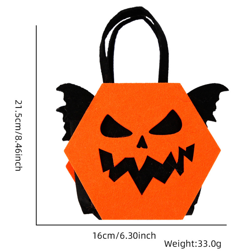 新しいハロウィンフェルトキャンディバッグハロウィンパーティーパーティードレスアップ子供のハンドバッグコウモリ立体ハンドバッグ|undefined
